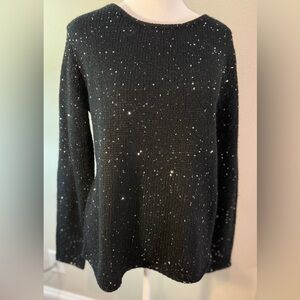 Narciso Rodriguez for Design Nation Black Y2K Sequin NYE Holiday Sweater Medium